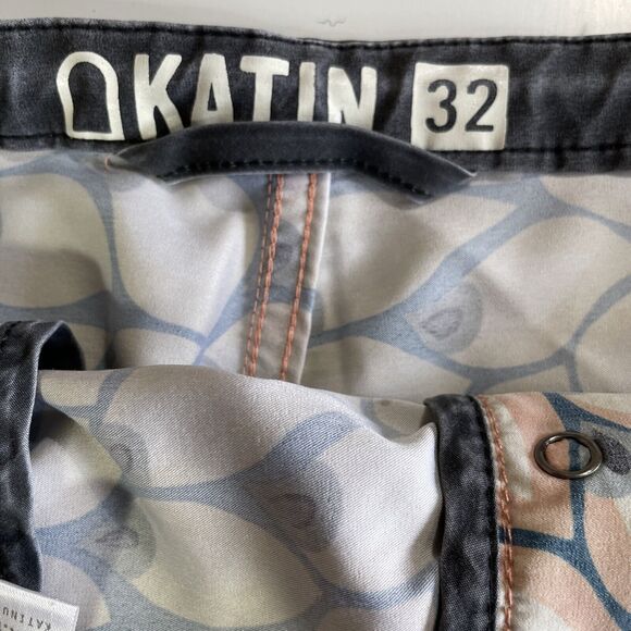 Katin USA Surf Co. Board Shorts Mens Size 32 Surfing Swim Trunks Gray Blue - Picture 2 of 13